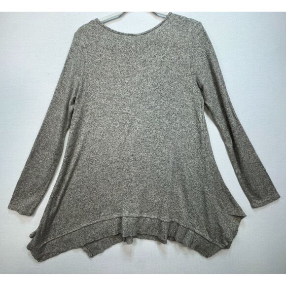 Soft Surroundings Womens Knitted Tunic Sweater Size M Gray Asymmetrical Hem Slit - Picture 10 of 13